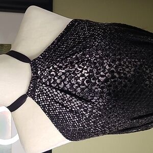 NWT Rachel  Rachel Roy halter a-line asymmetrical snake print dress blk combo M